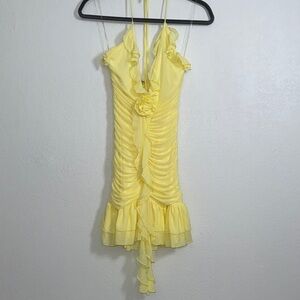 Windsor Yellow Ruffle Backless Dress